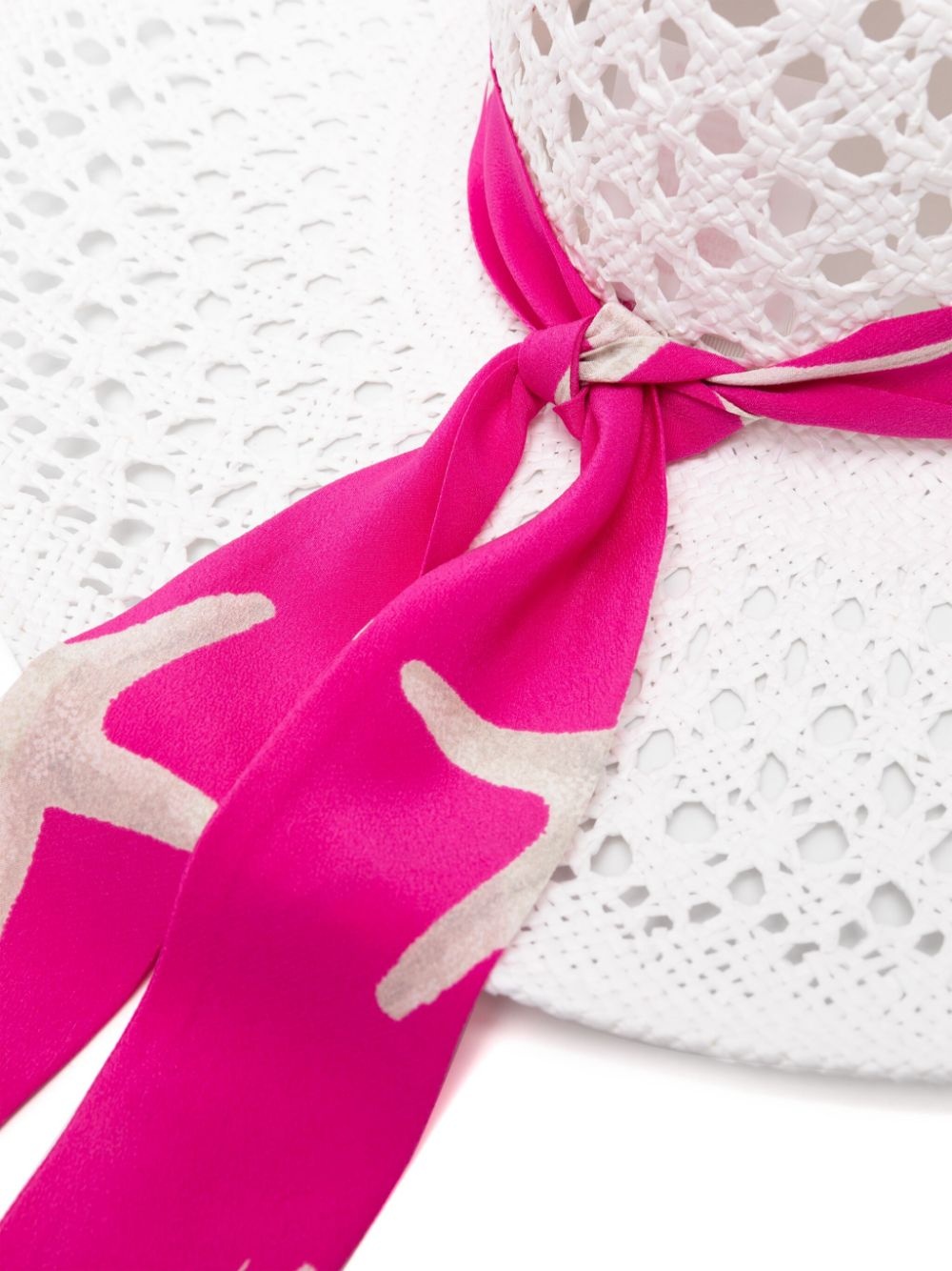 scarf-detailed wide-brim sun hat - 2
