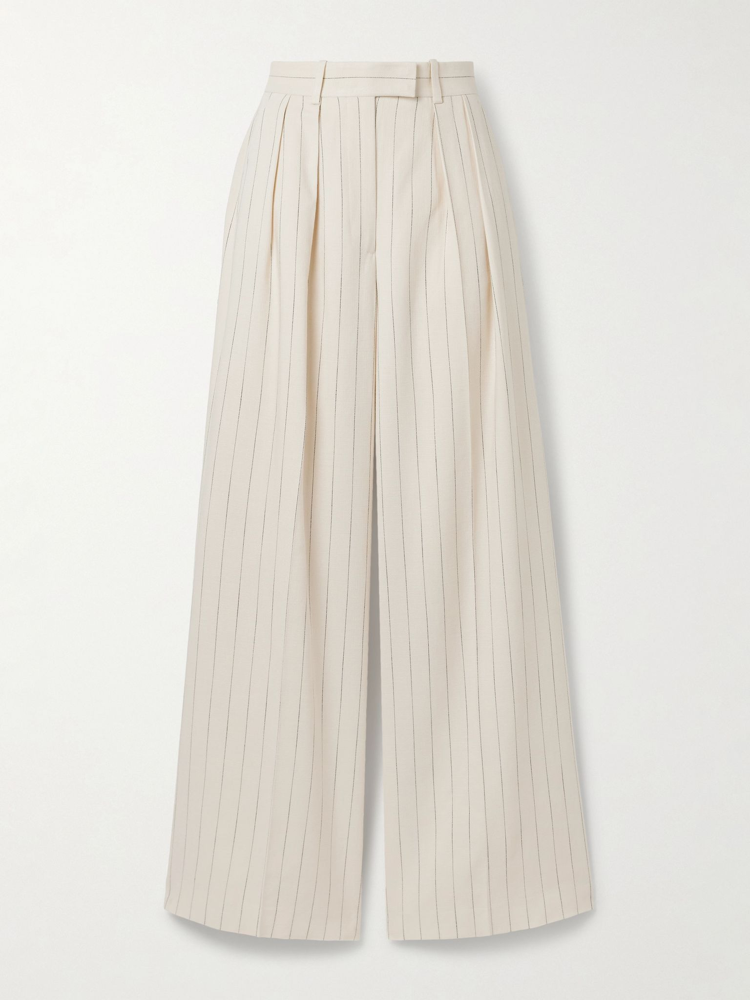 Lou pleated pinstriped woven wide-leg pants Off-white - 1