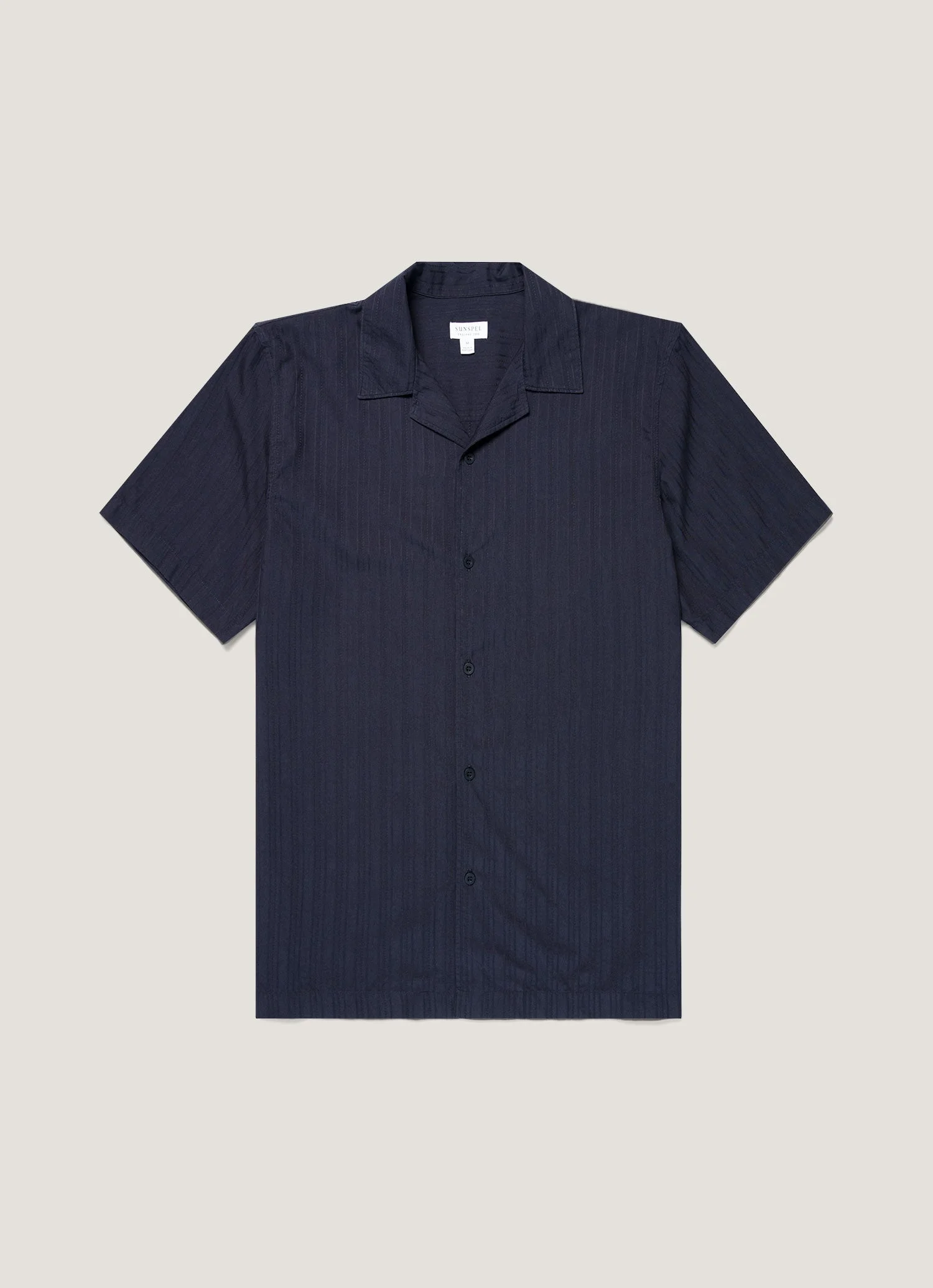 Textured Stripe Camp Collar Shirt - 1