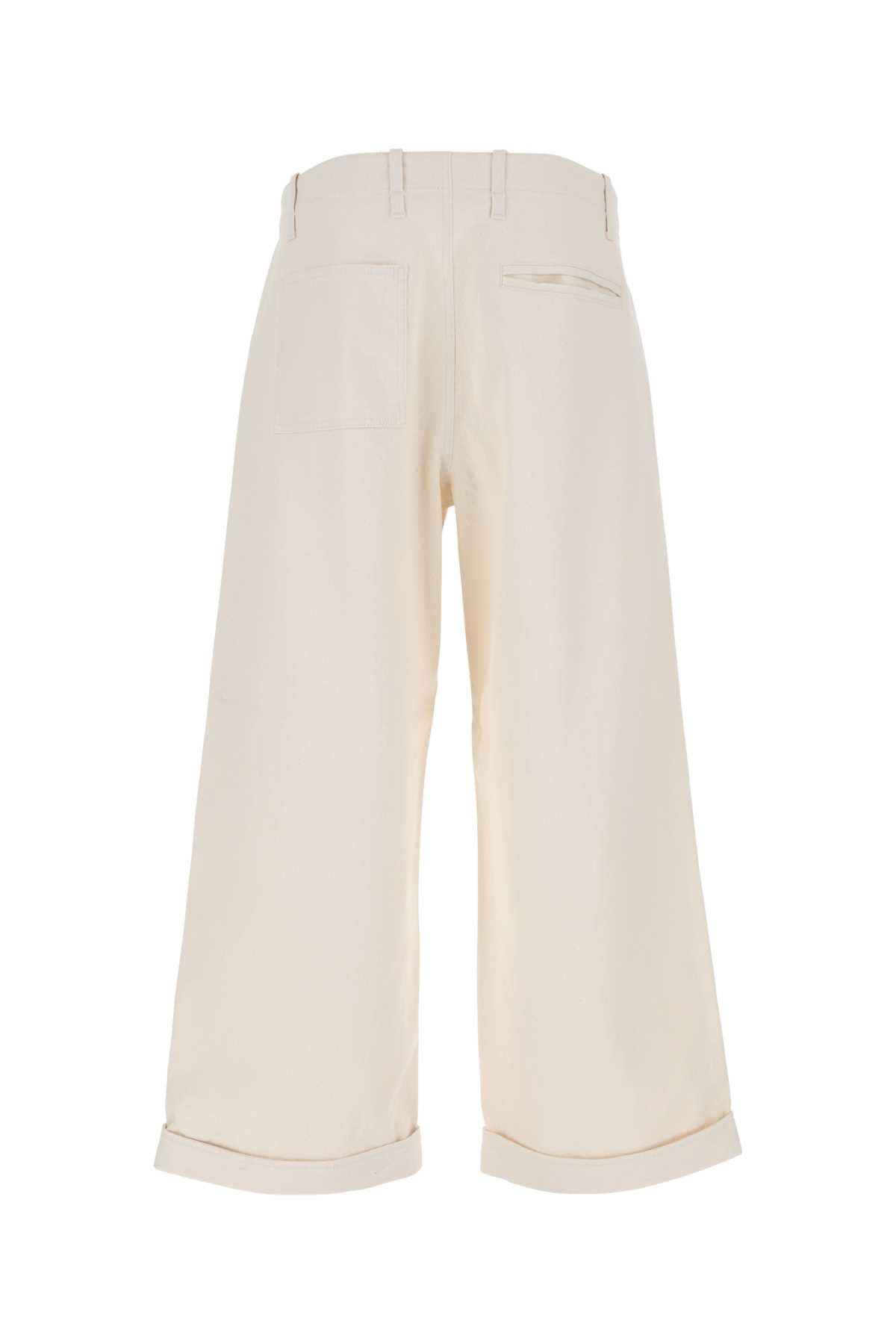 Etro Men Melange Ivory Stretch Cotton Wide-Leg Pant - 2