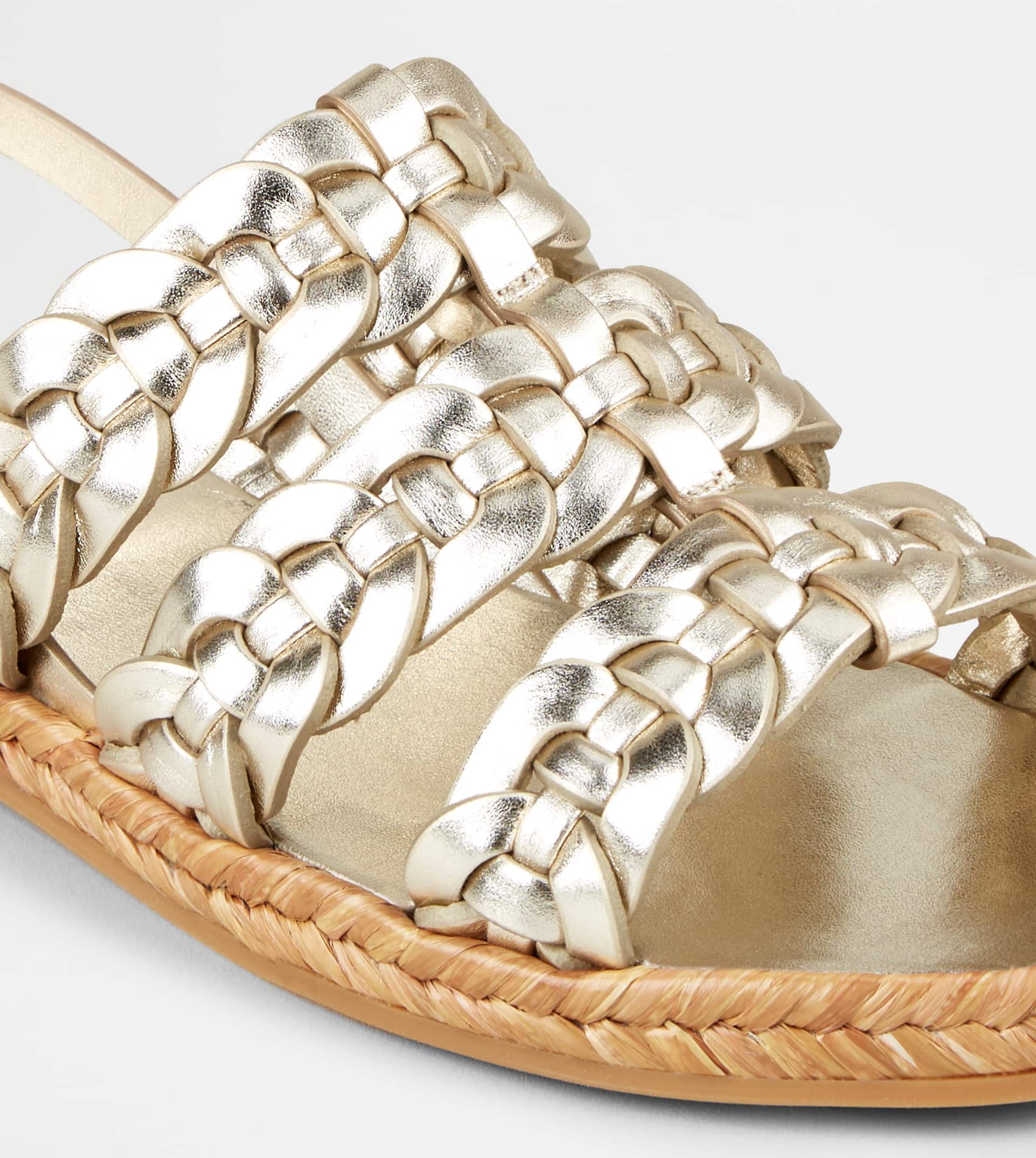 SANDALS IN LEATHER - GOLD - 3