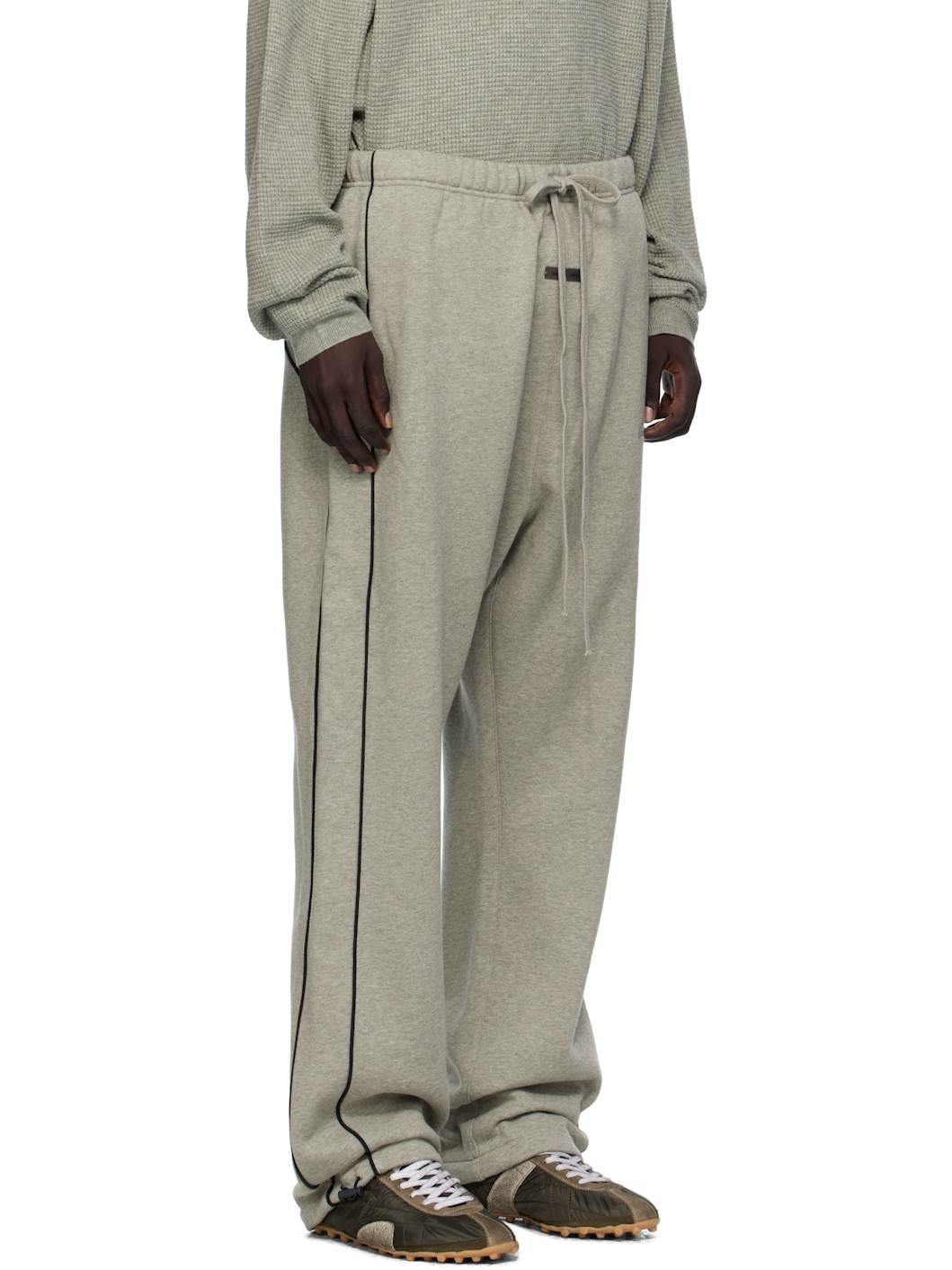 Gray Relaxed Fleece Piping Sweatpants - 2