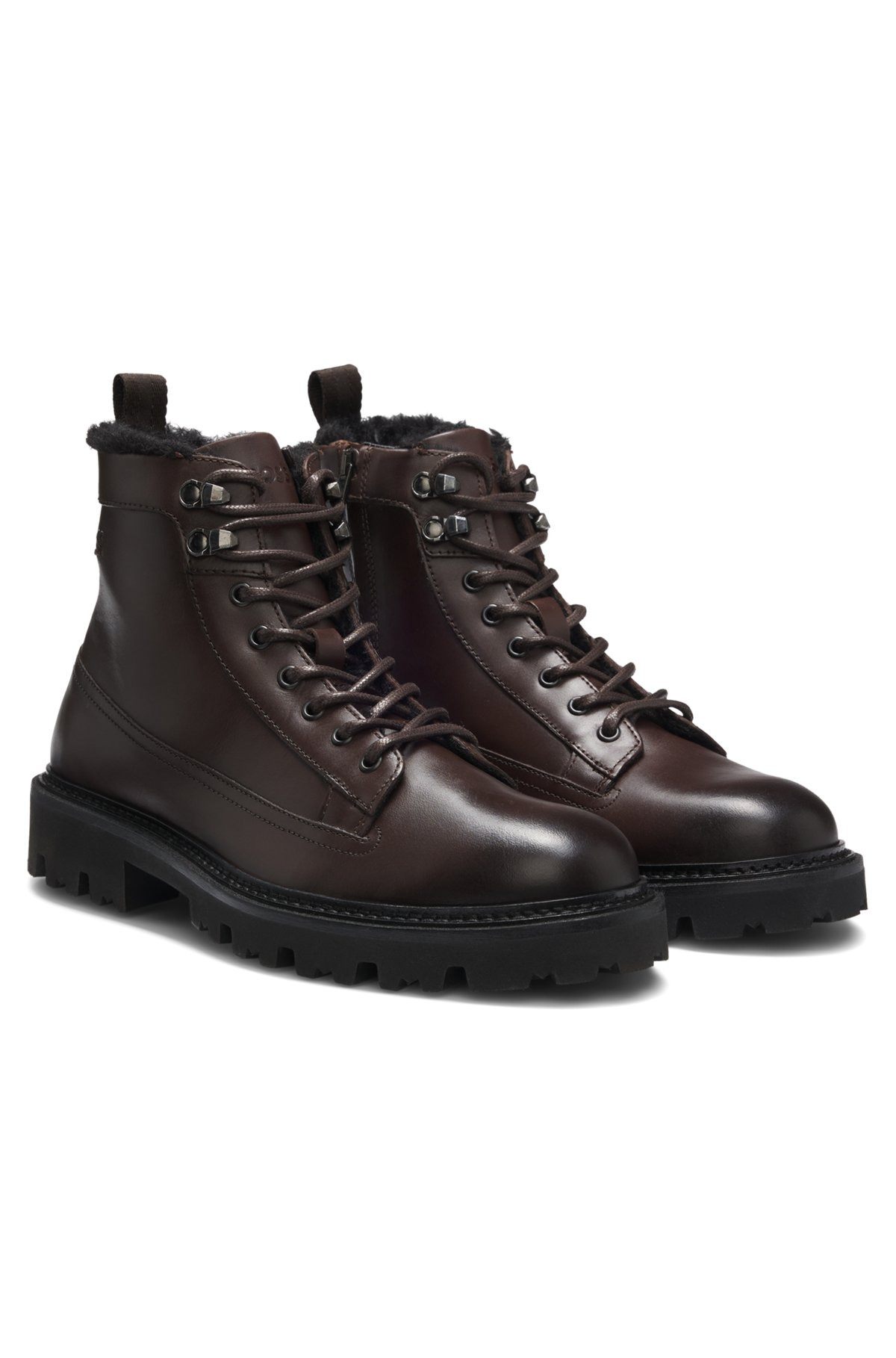 LEATHER HALF BOOTS WITH FAUX-FUR LINING - 2
