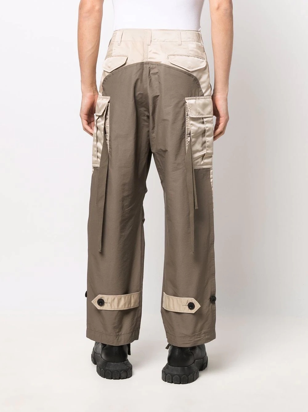 straight-leg two-tone trousers - 4