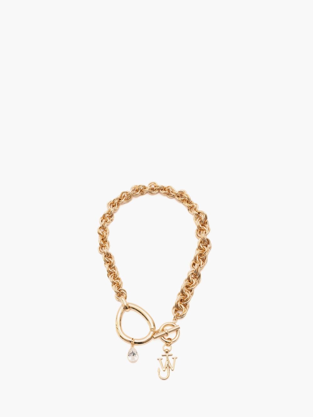 OVERSIZED LINK CHAIN CHOKER WITH CRYSTAL - 1
