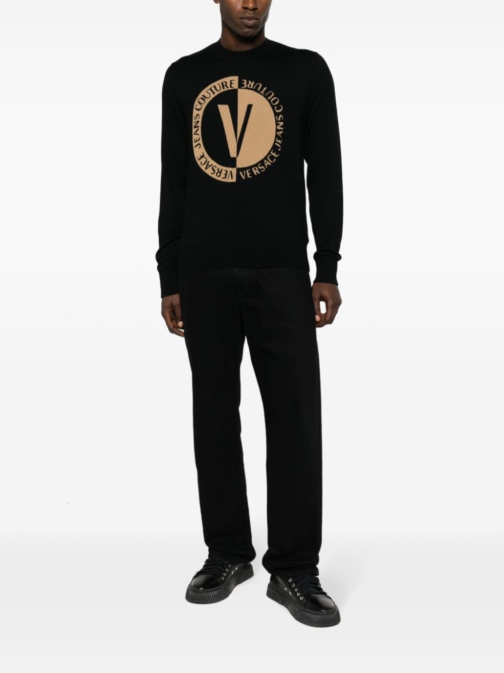 intarsia-knit logo wool jumper - 2