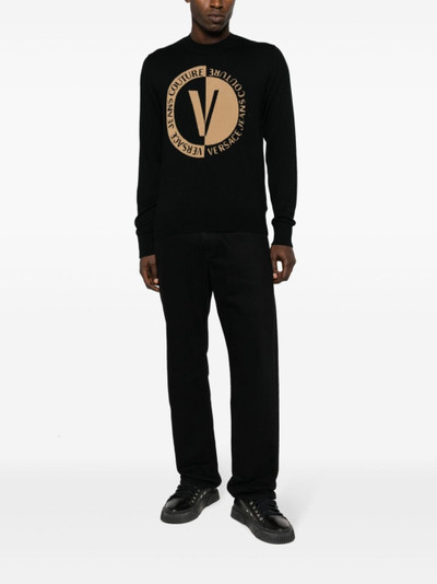 VERSACE JEANS COUTURE intarsia-knit logo wool jumper outlook