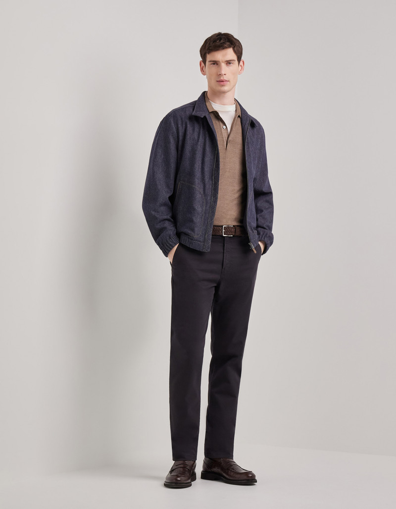 Canali TAUPE WOOL AND SILK SHORT-SLEEVED T-SHIRT outlook