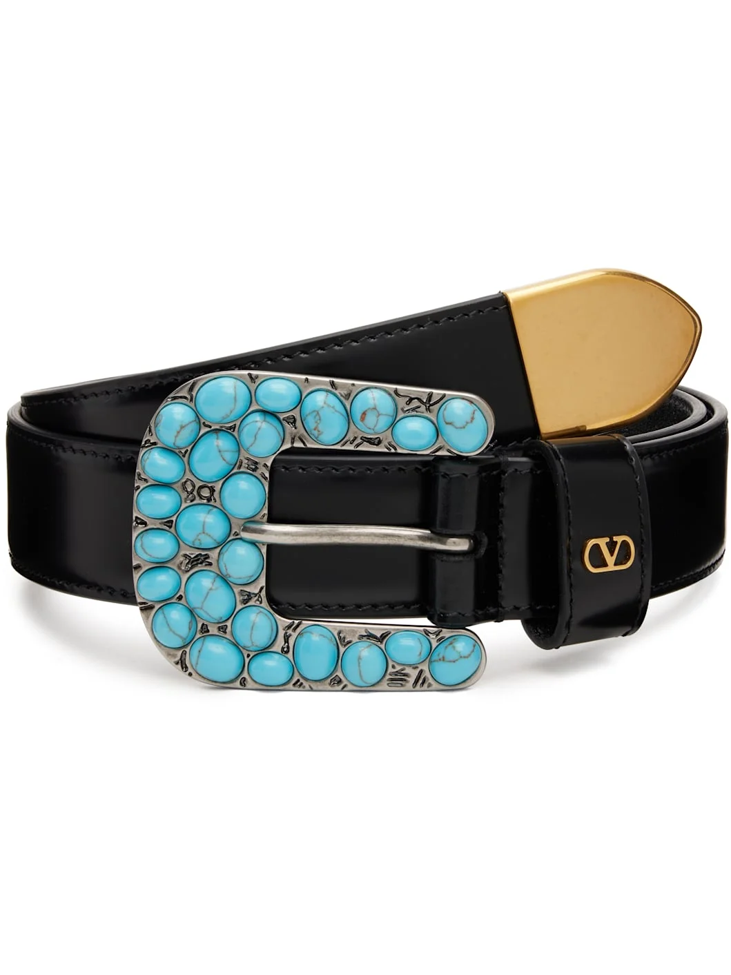 Black VLogo Signature Brushed Calfskin Belt - 1