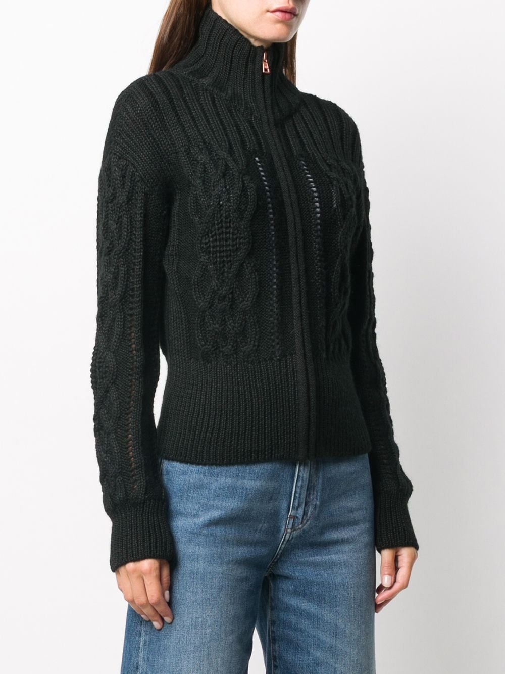 cable knit zipped jumper - 3