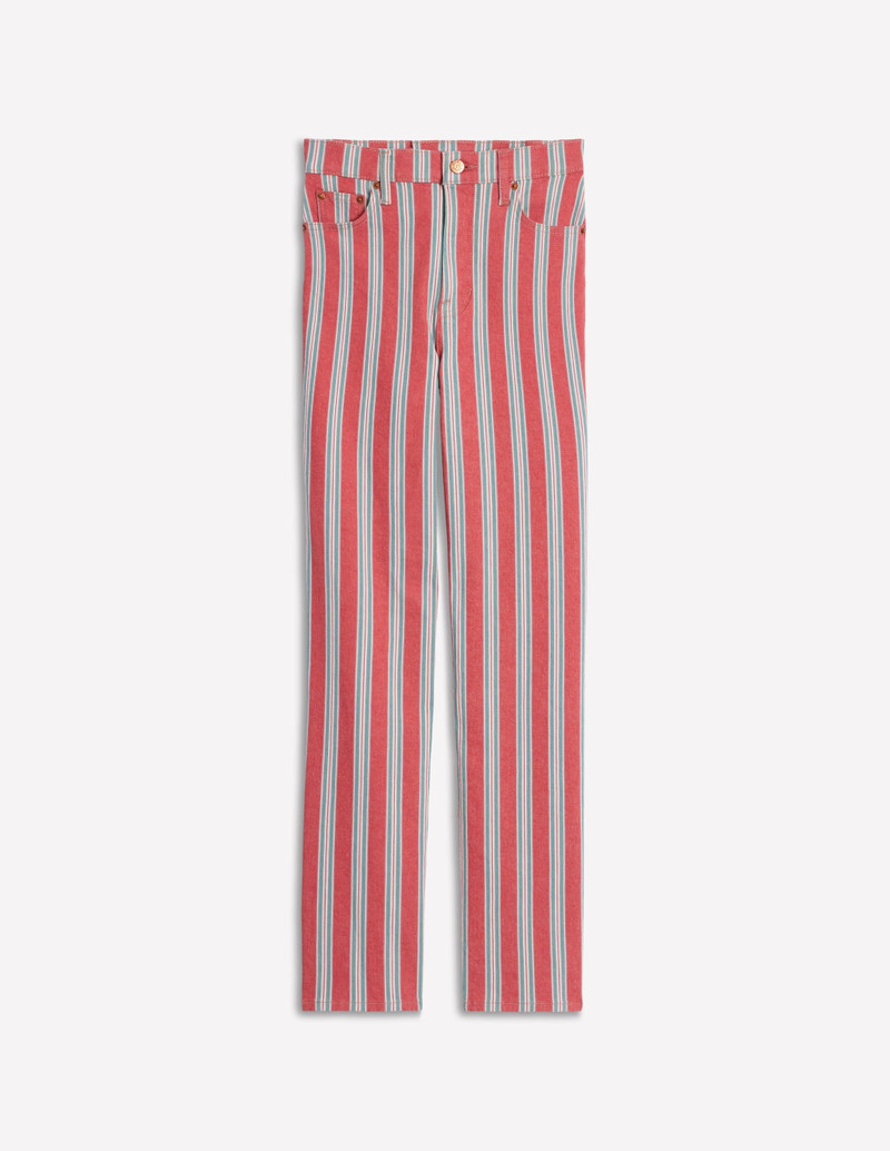 High Rise Stripe Jeans-Red, Blue and Pink Stripe 1