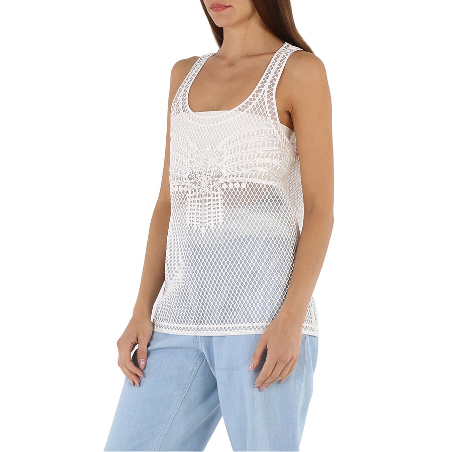 Burberry Ladies Silicone Lace Tank Top In White, Size X-small - 5