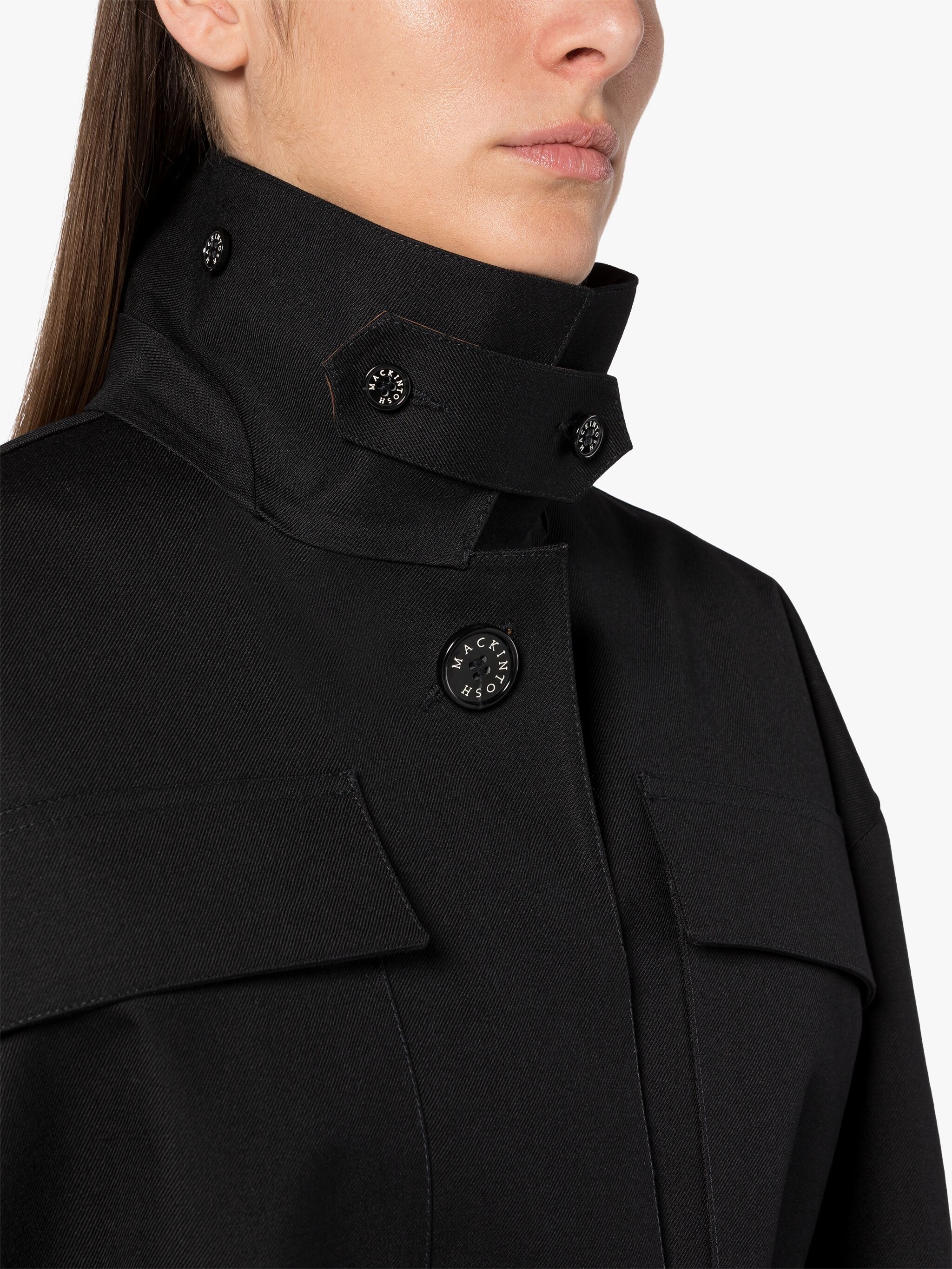 CAMDEN BLACK BONDED WOOL COAT - 5