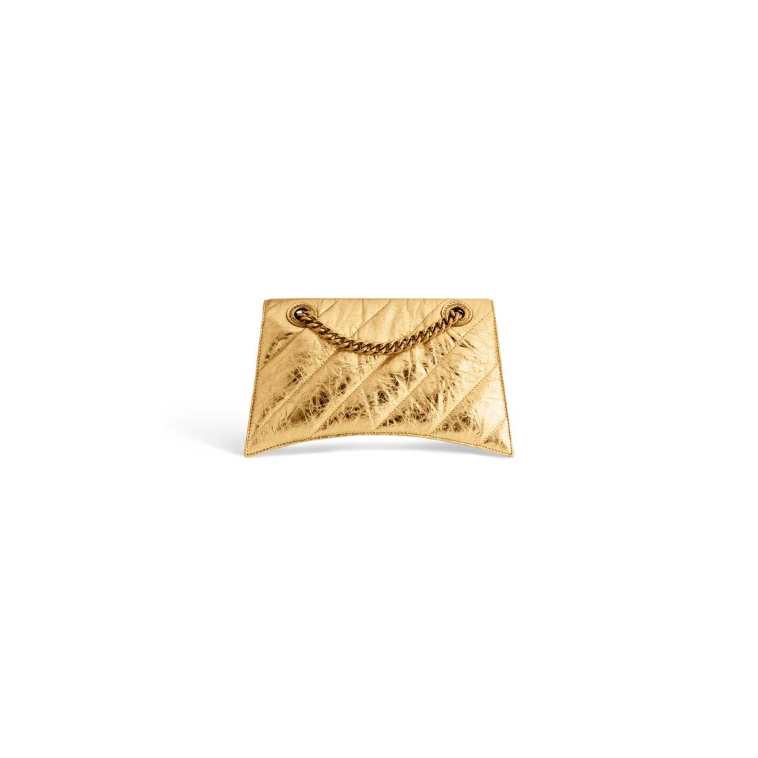 Women's Crush Small Chain Bag Metallized Quilted  in Gold - 4
