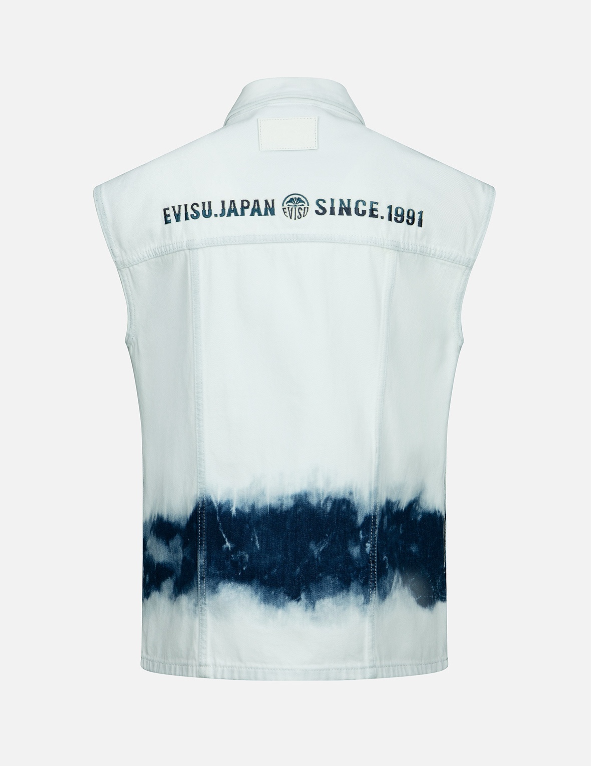 SEAGULL EMBROIDERY TIE-BLEACH DENIM VEST JACKET - 2
