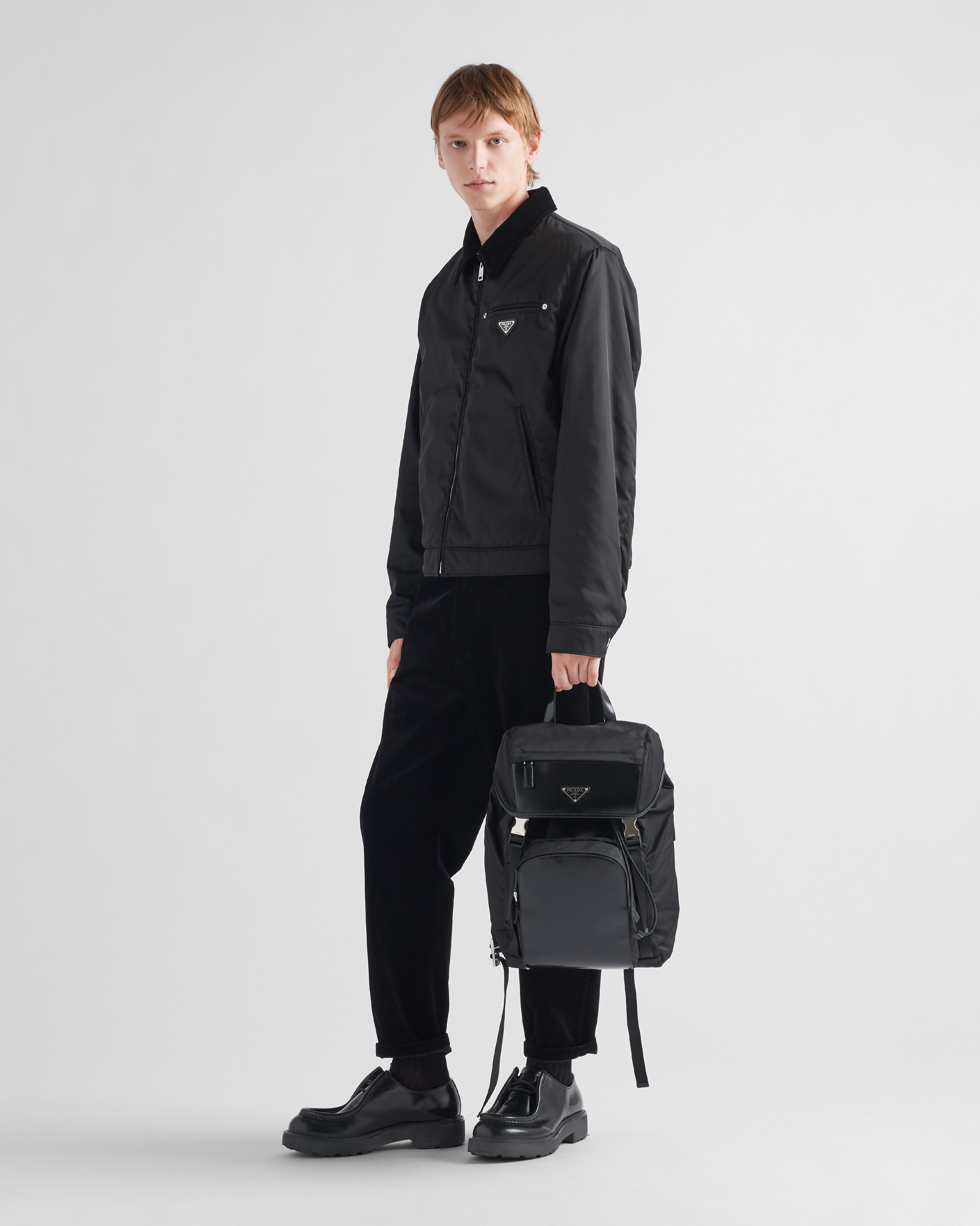 Re-Nylon and brushed leather backpack - 7