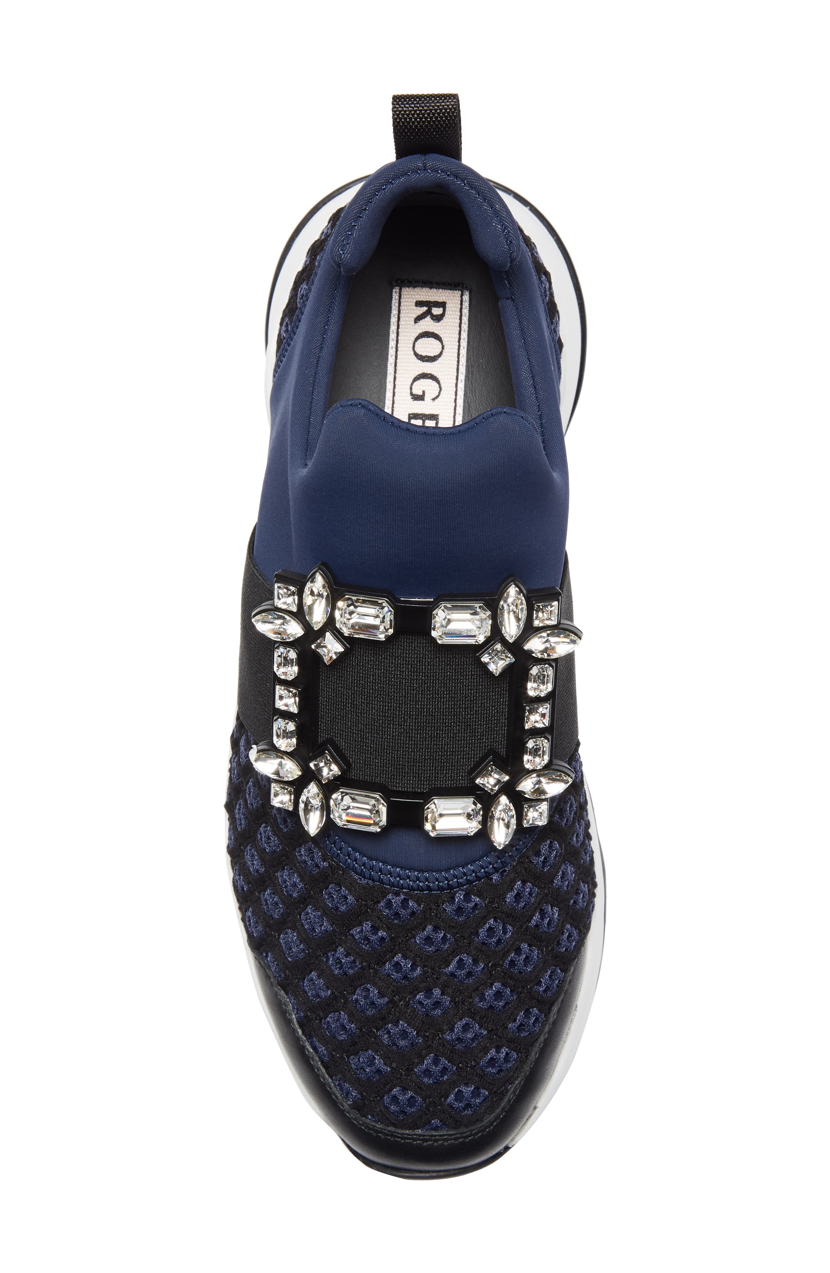 Roger Vivier Viv Crystal Buckle Slip-On Sneaker in Navy/Black at Nordstrom - 5