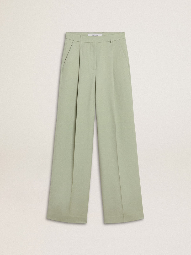 Women's pants in sage-green wool - 1