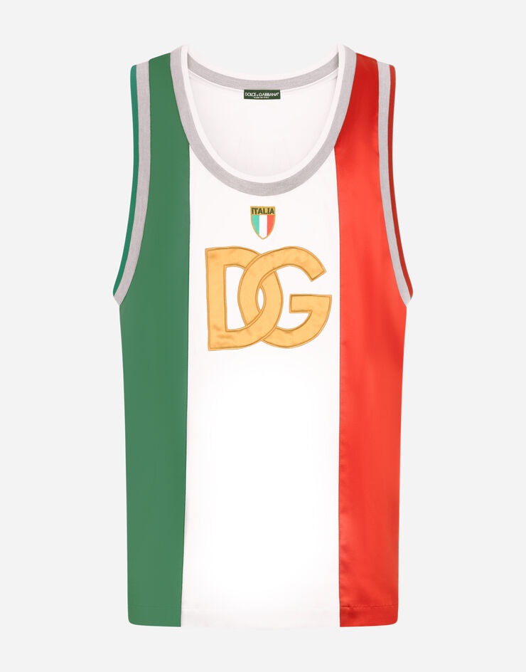 Satin tank top with DG logo and patch - 3