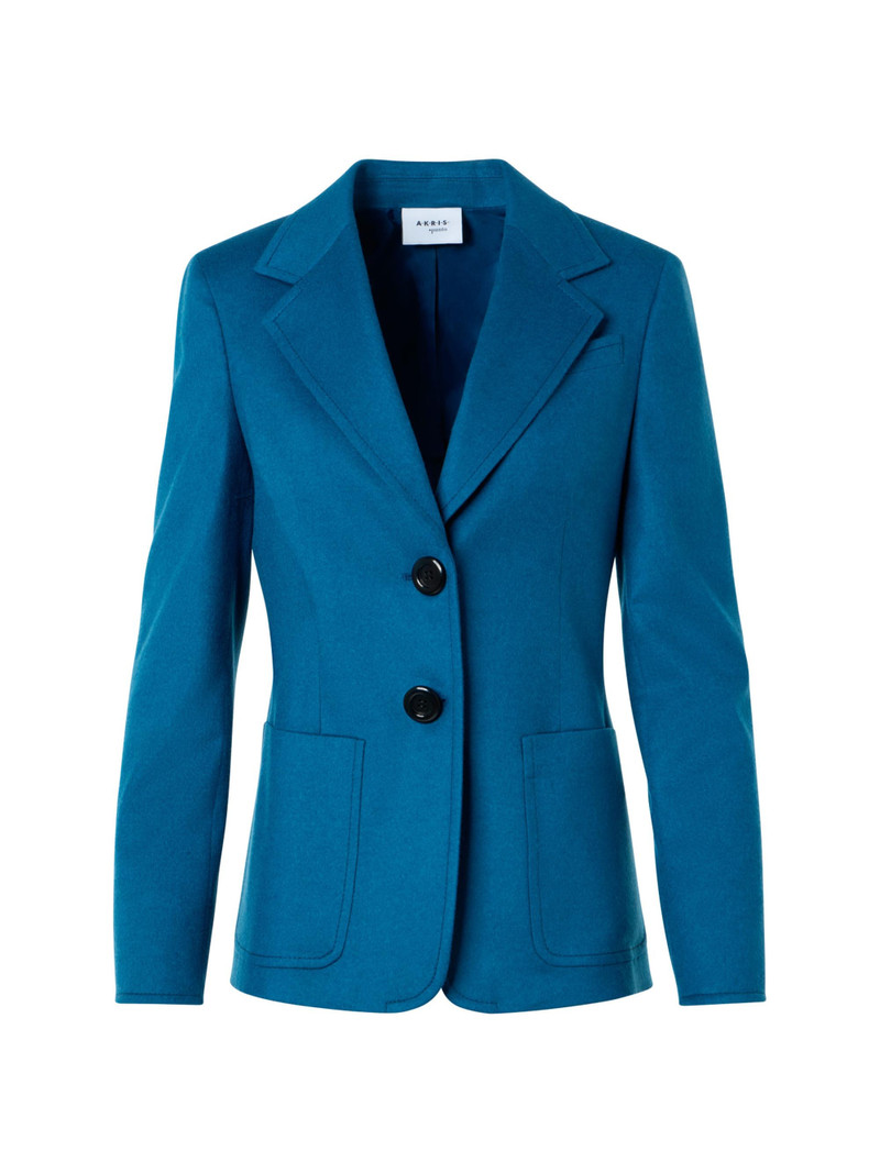Women's Fitted Felted Wool Blazer - Teal 1