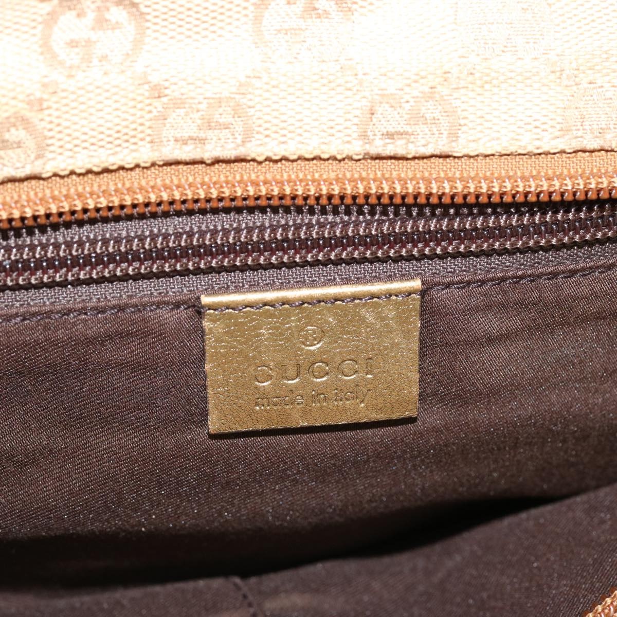 GUCCI GG Canvas Sherry Line Hand Bag Beige Gold Pink - 16
