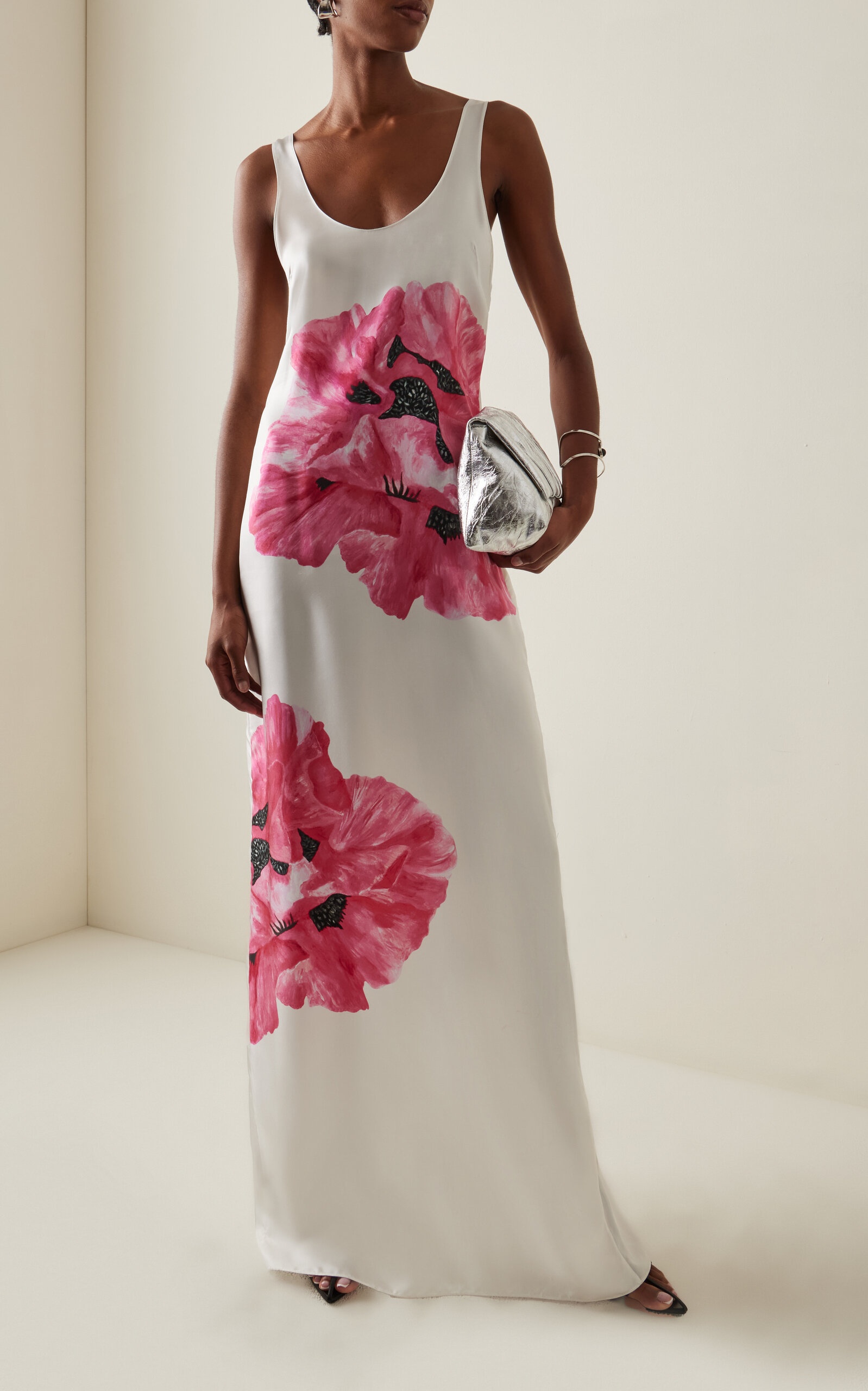 Poppy-Printed Silk Maxi Dress floral - 3