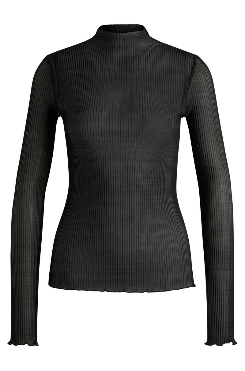 SLIM-FIT TOP IN PRINTED PLISSÉ TULLE 1