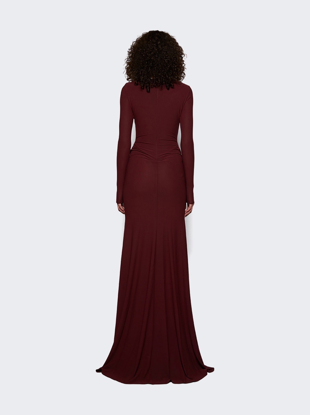 Long Sleeve Wrap Gown Burgundy - 4