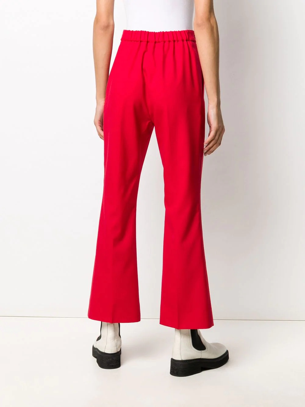 cropped wool bootleg trousers - 4