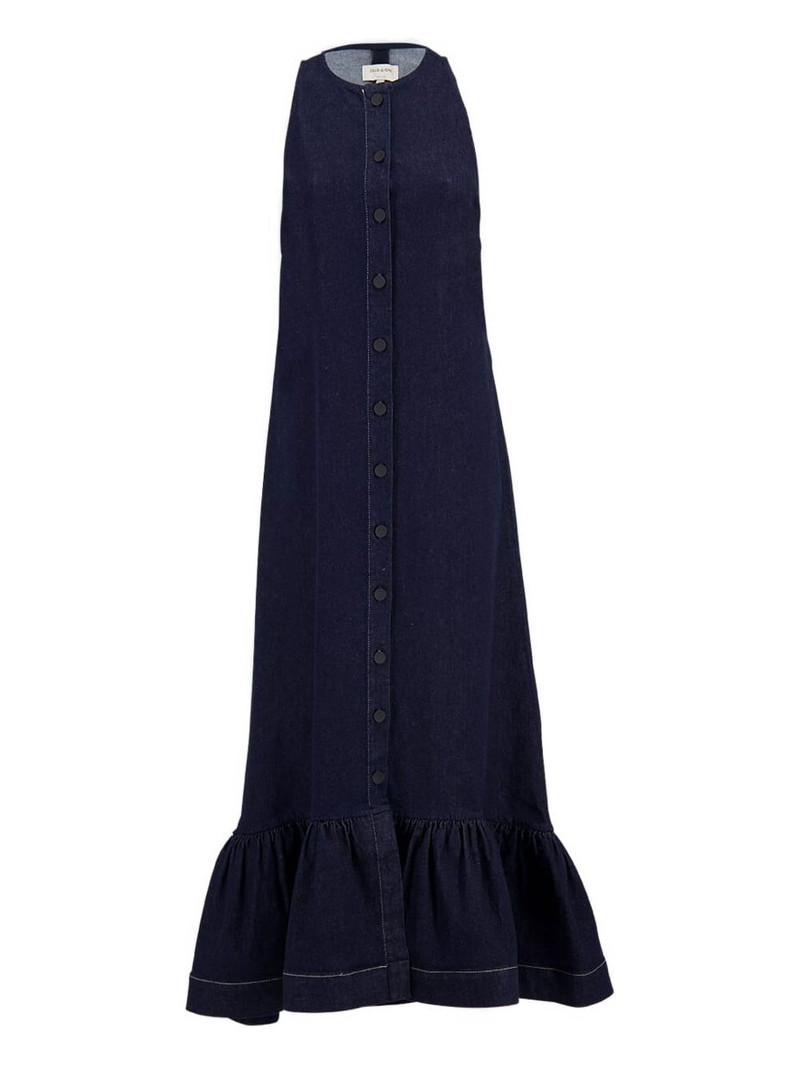 ruffled denim maxi dress 1
