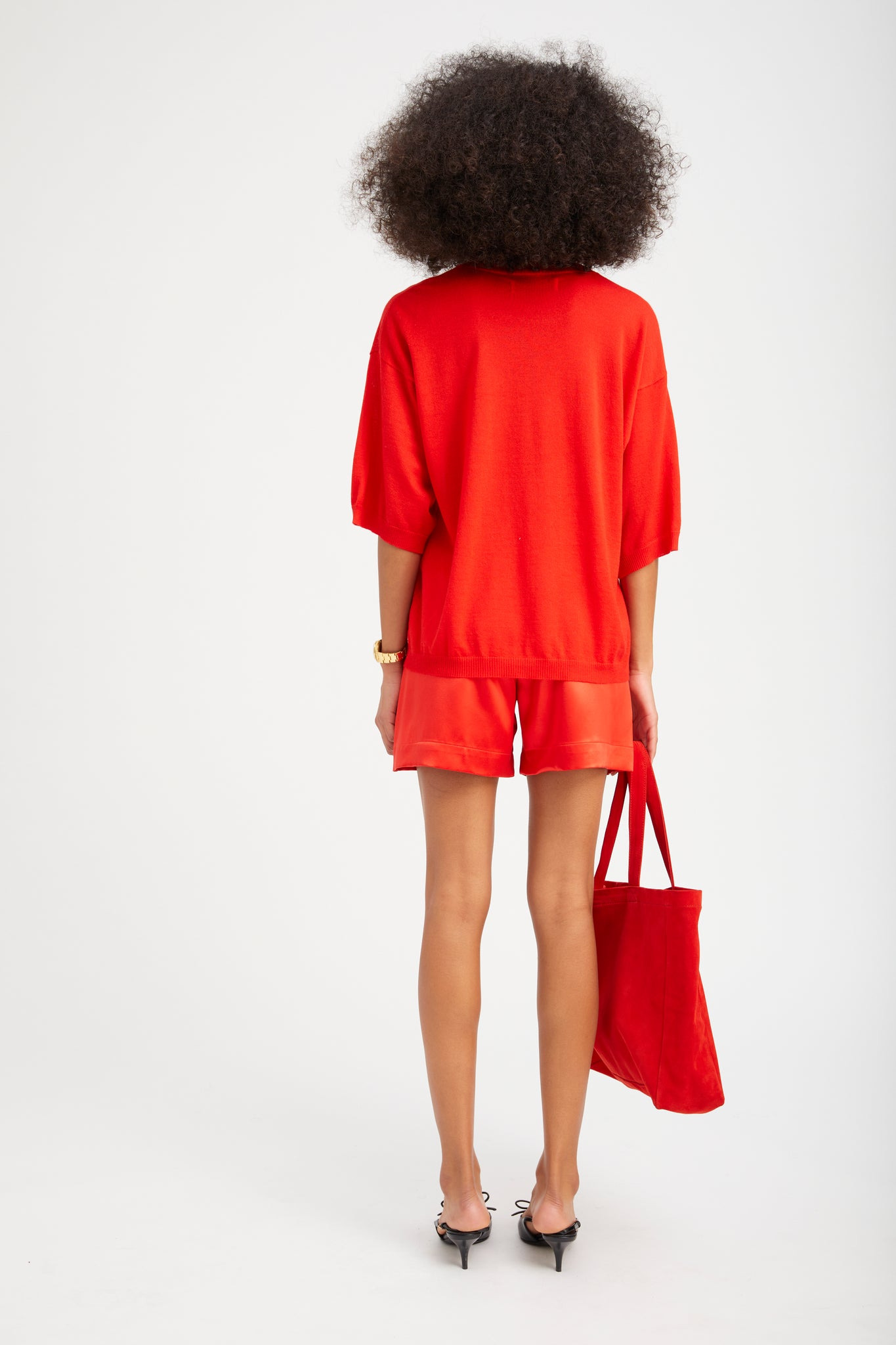 RED CASHMERE BOXY TEE - 4
