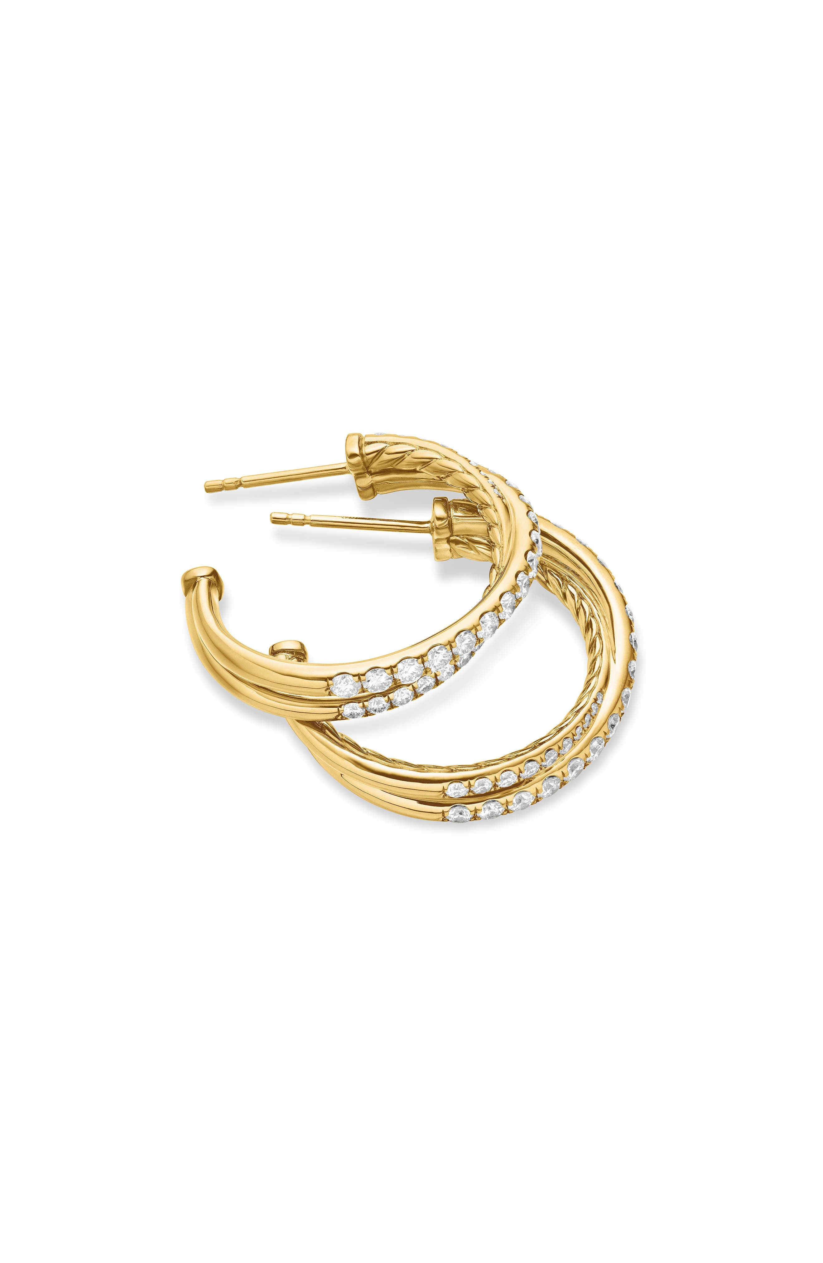 David Yurman Pavé Diamond Crossover Hoop Earrings in 18K Yellow Gold at Nordstrom - 5