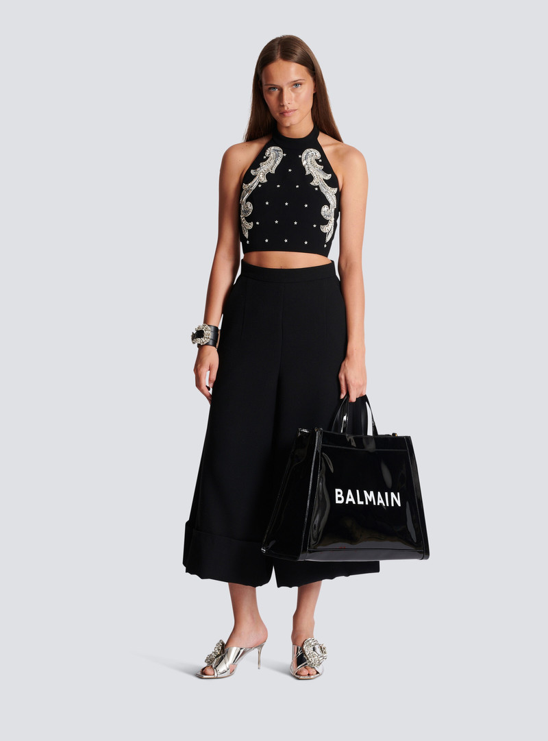Balmain Backless Baroque embroidered top outlook