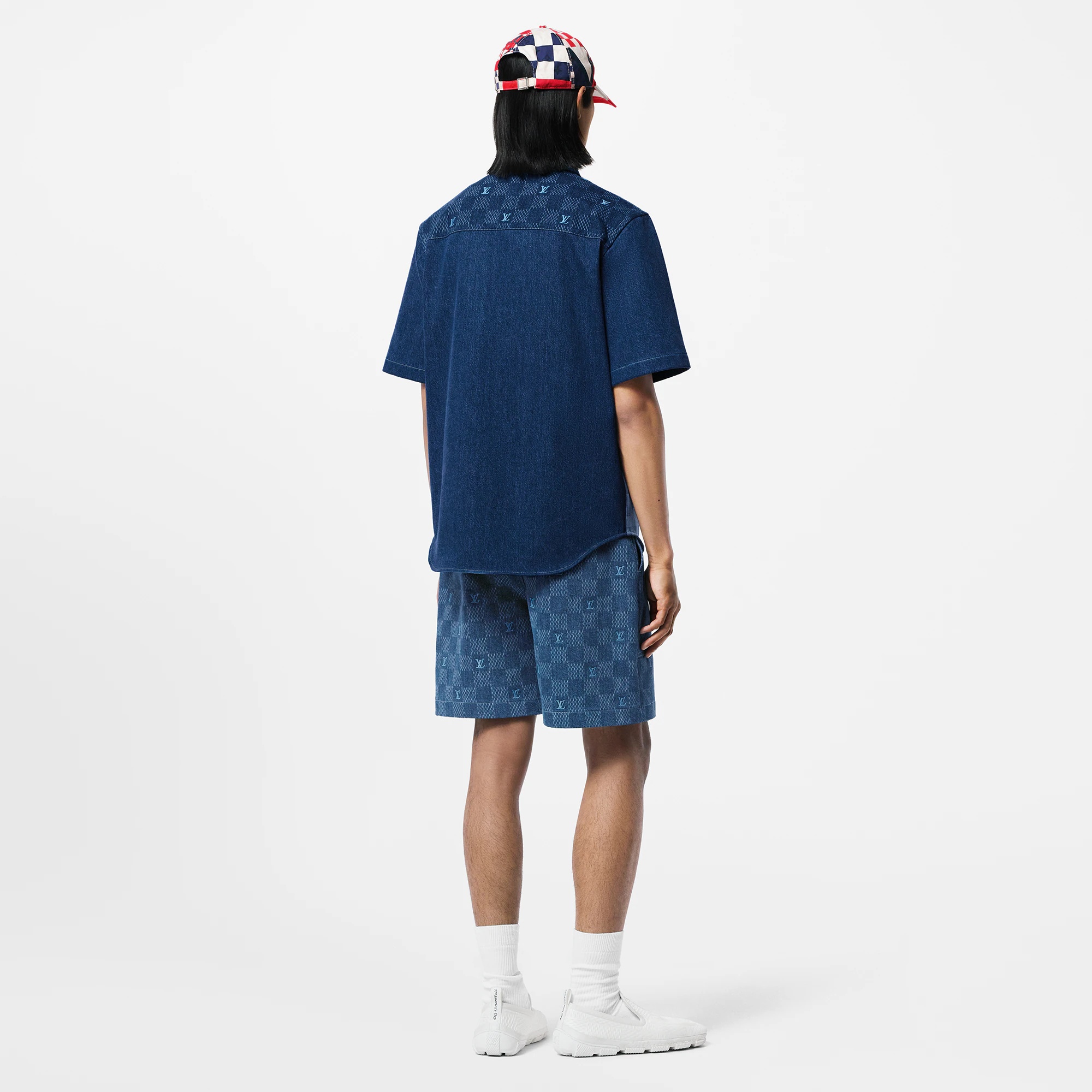 Embroidered Damier Denim Shorts - 3