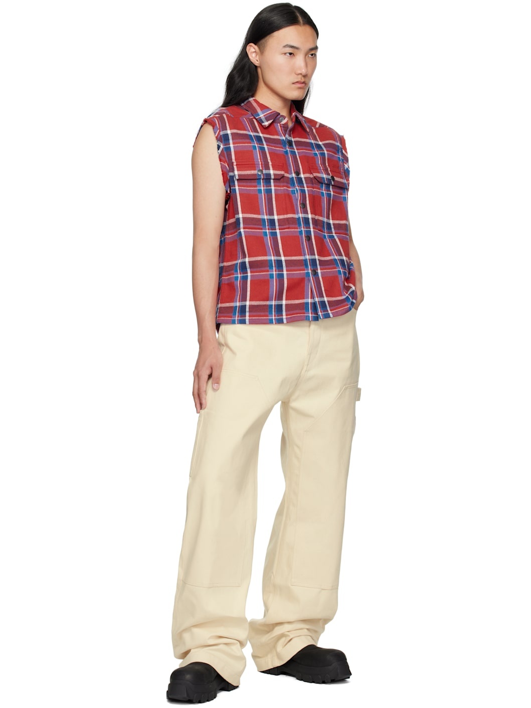 Red & Navy Hollywood SL Cropped Outershirt Vest - 4