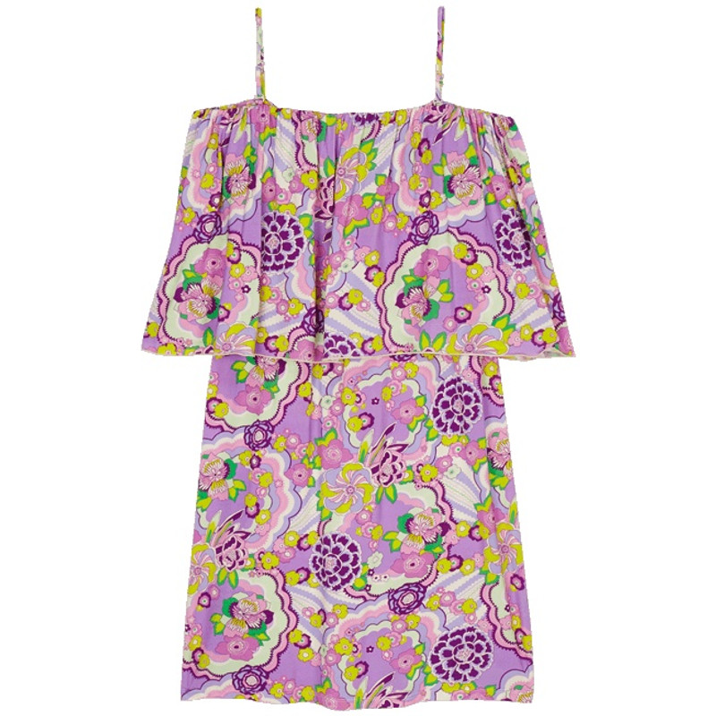 Vilebrequin Women Off the Shoulder Short Dress Rainbow Flowers outlook