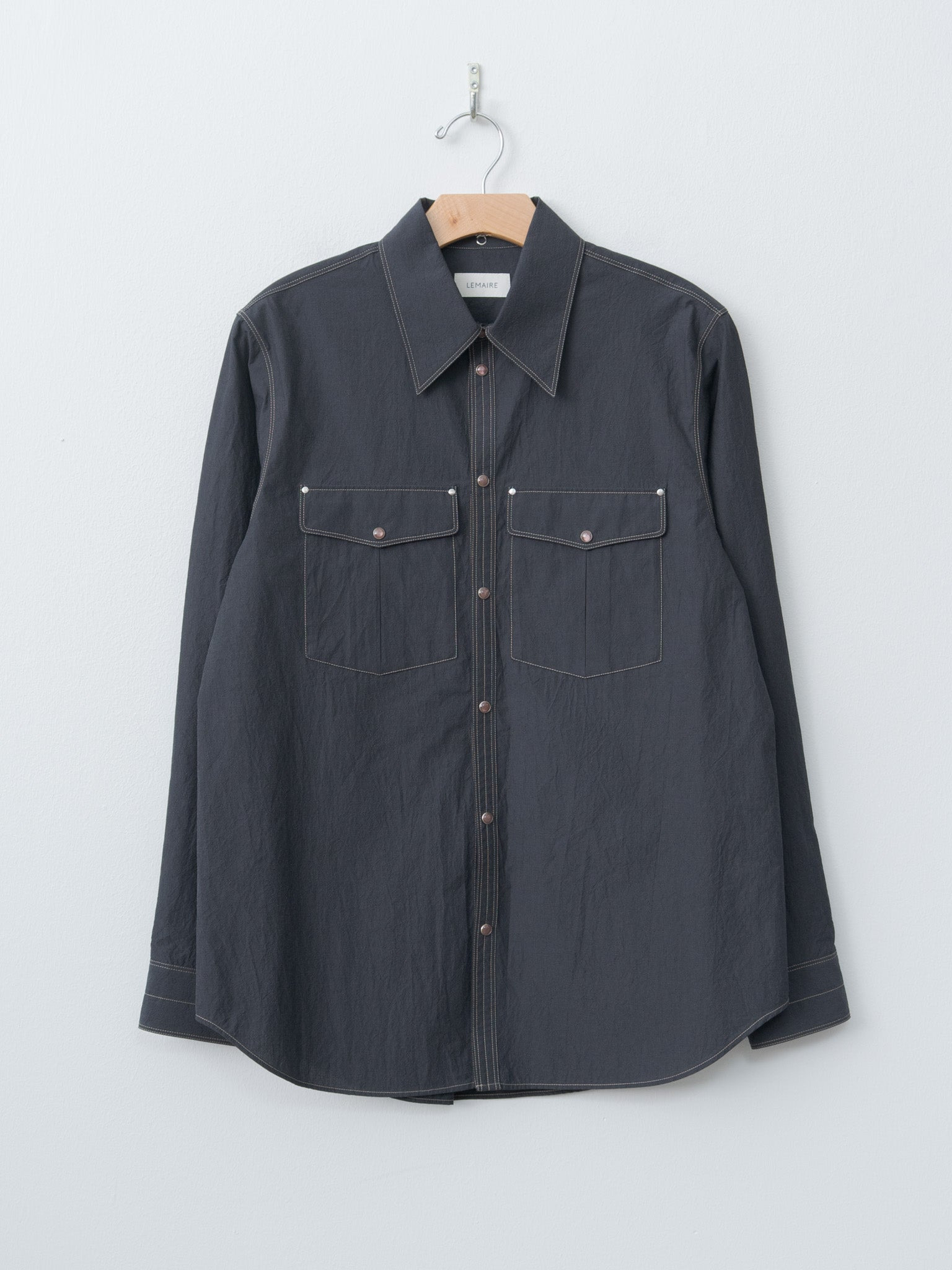 Chest-Pocket Fitted Shirt - Charcoal - 6