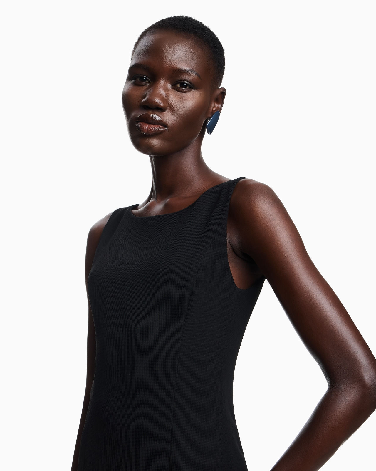 WAFFLE-WEAVE TECHNICAL FABRIC SHEATH DRESS - 4