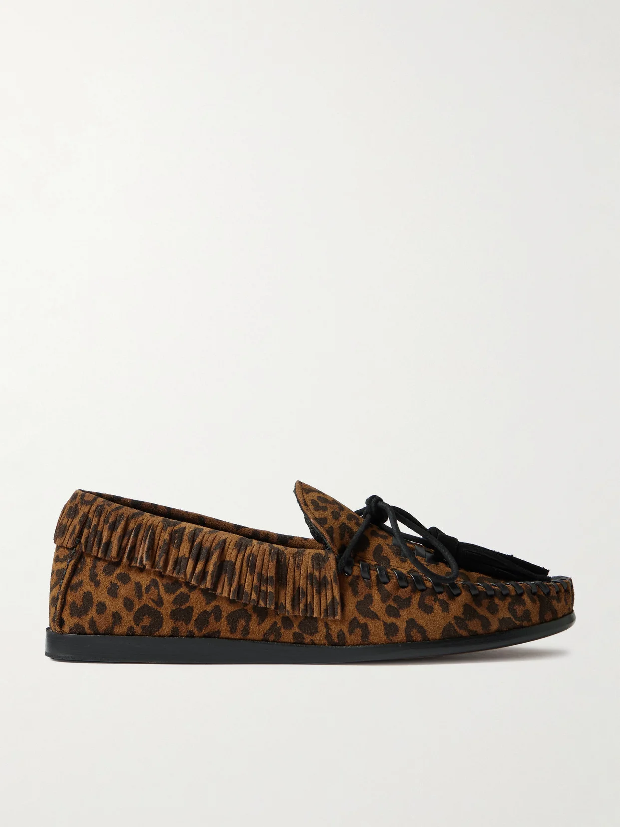 Fitza Fringed Leather-trimmed Leopard-print Suede Loafers - 1