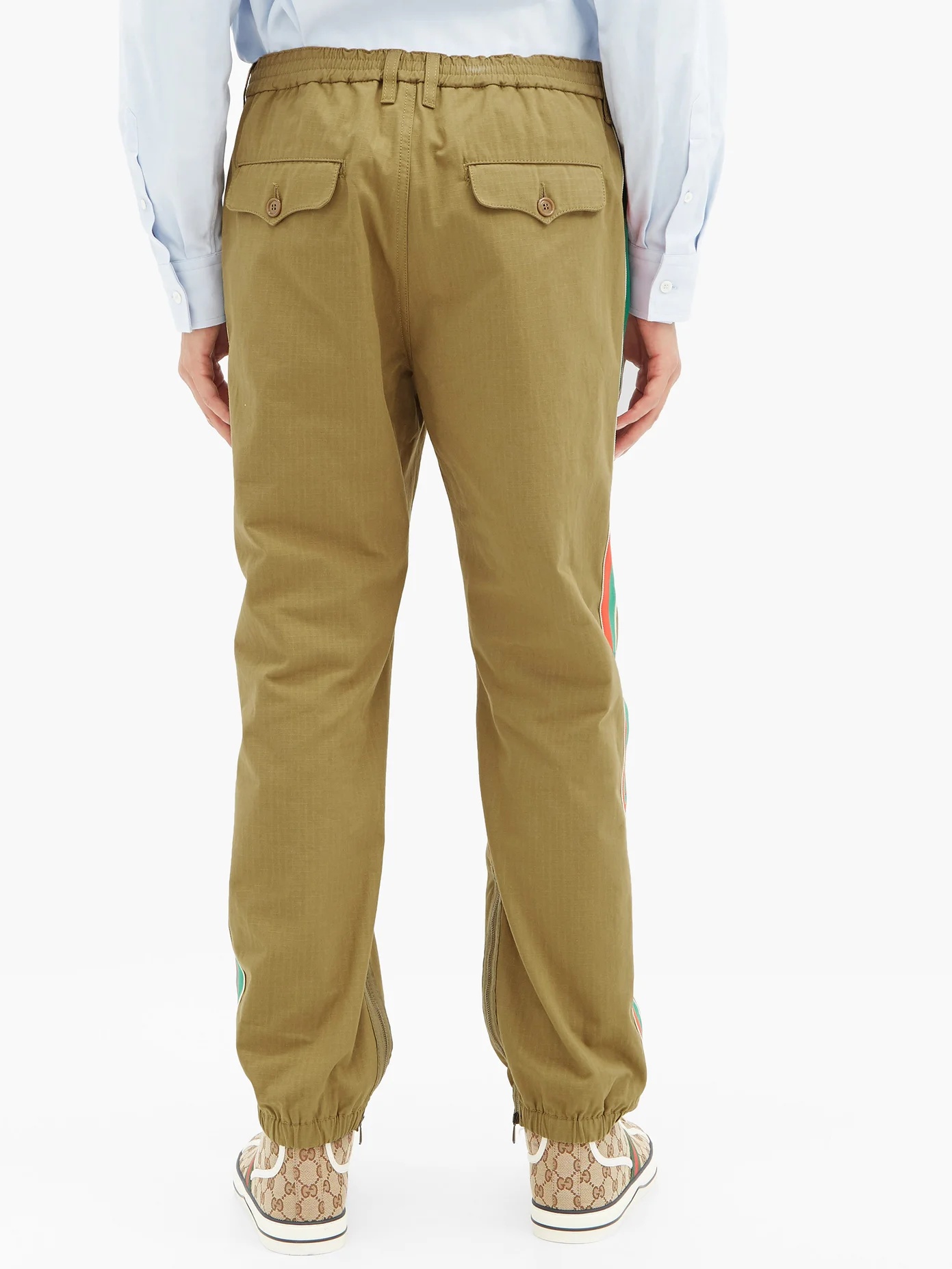 Elasticated-waist cotton-blend ripstop trousers - 5