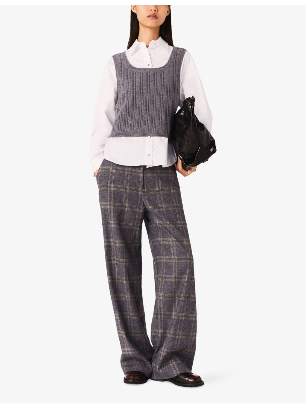Shirt-Underlayer Ribbed Stretch-Knit Top - 2