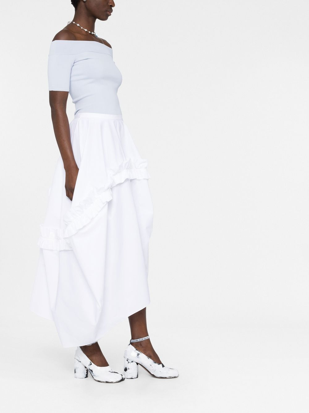 ruffle-detail asymmetric skirt - 4
