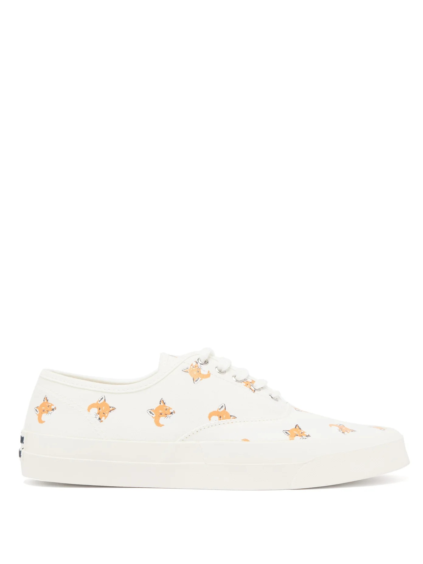 Fox Head-print cotton-canvas trainers - 1