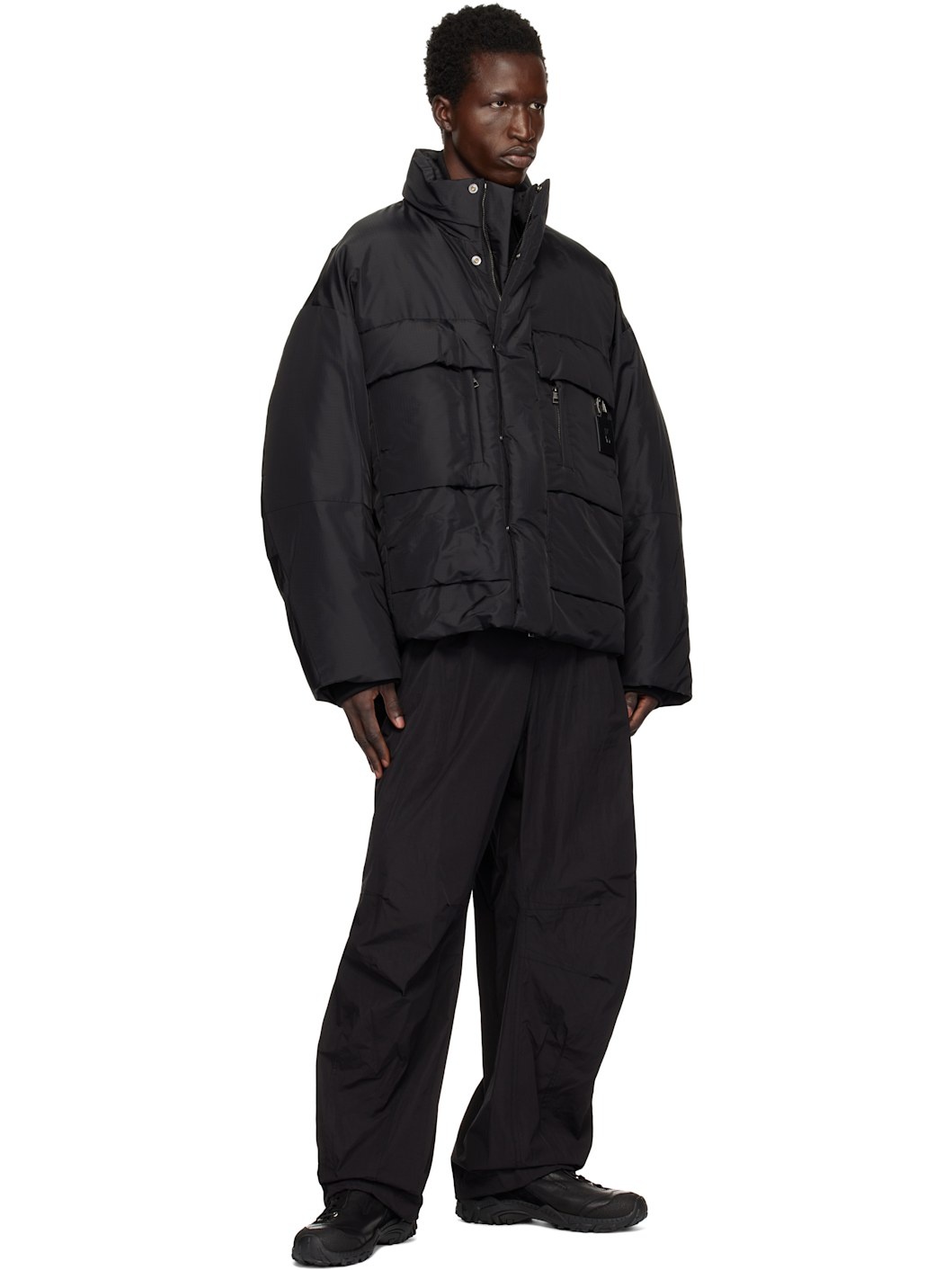 Black Wide Carpenter Trousers - 4