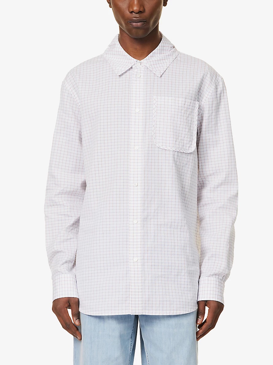 Checked pleated-cuff relaxed-fit cotton and silk-blend shirt - 3