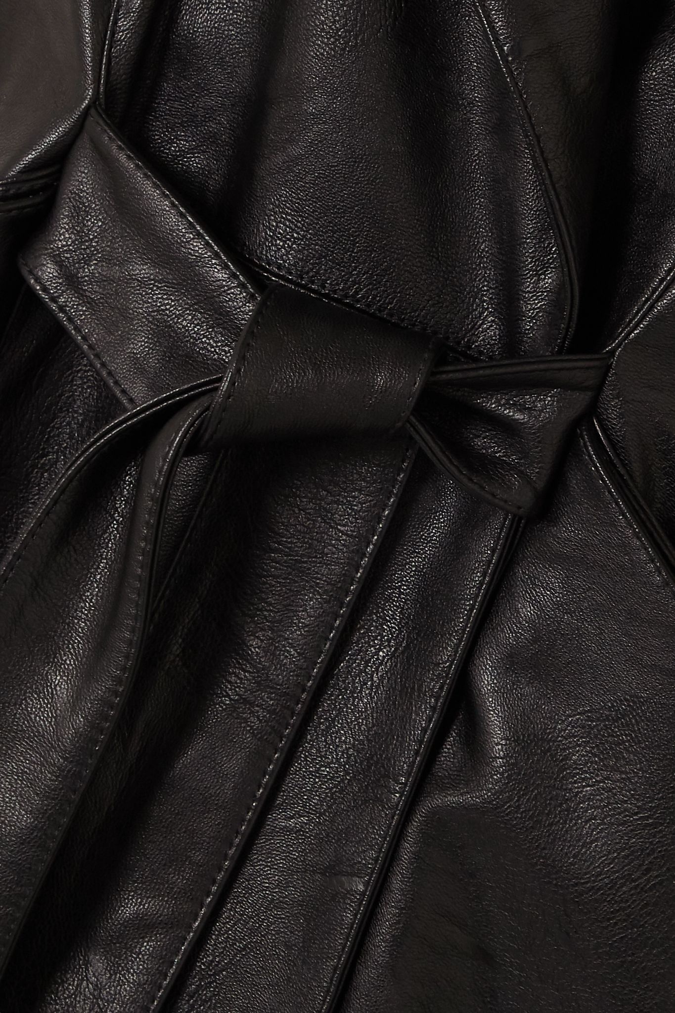 Belted vegetarian leather coat - 5