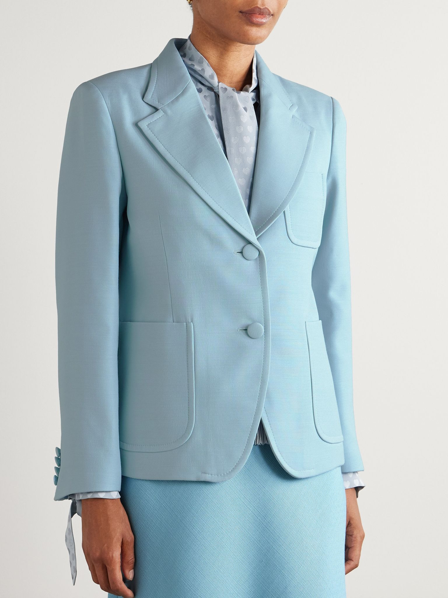 Wool and silk-blend blazer Blue - 3