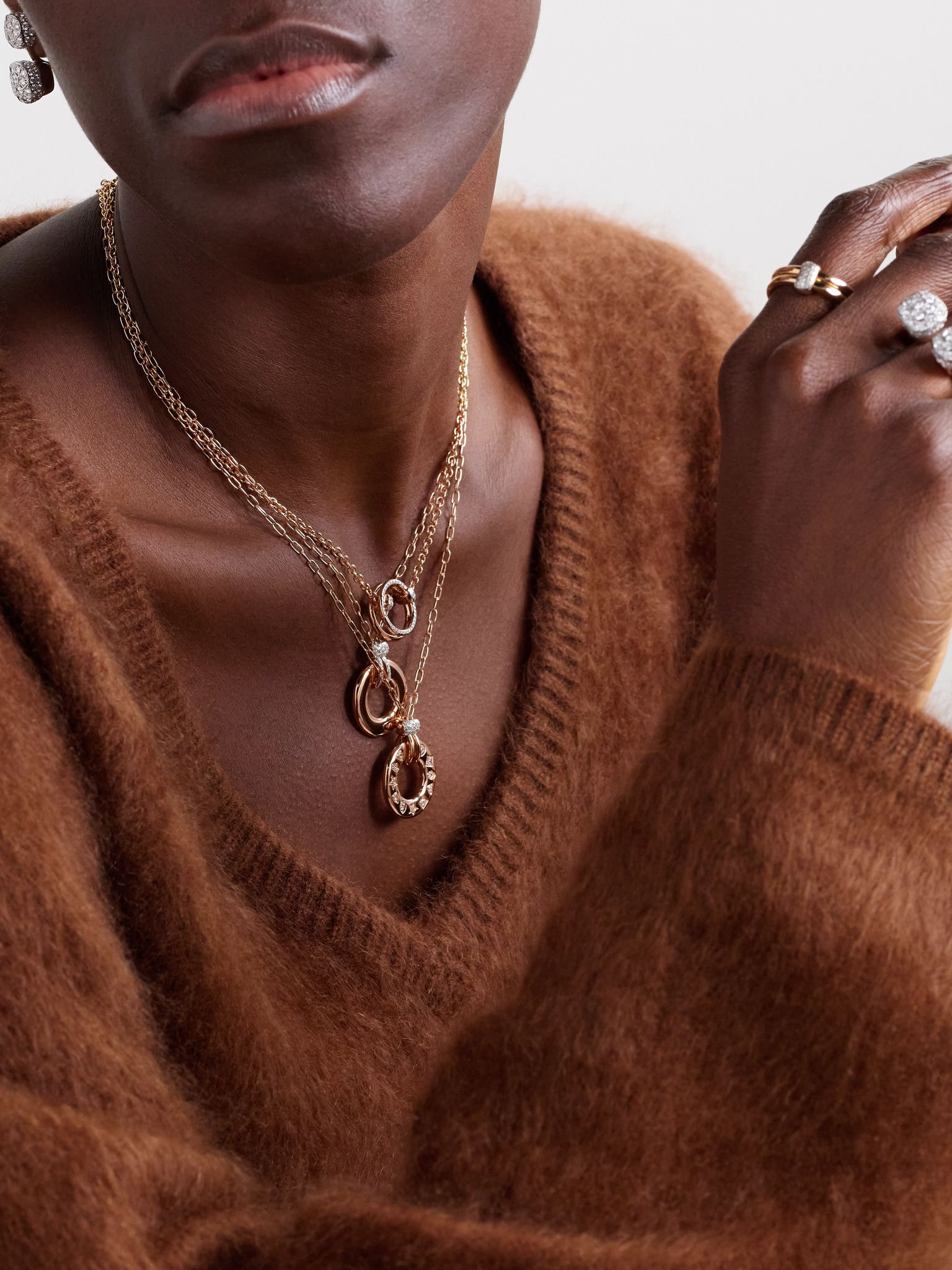 Iconica 18-karat rose gold, rhodium-plated and diamond necklace Gold - 5