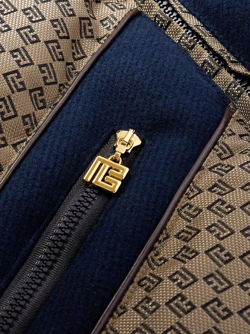 Velvet-Trimmed Padded Monogrammed Canvas Hooded Gilet 3