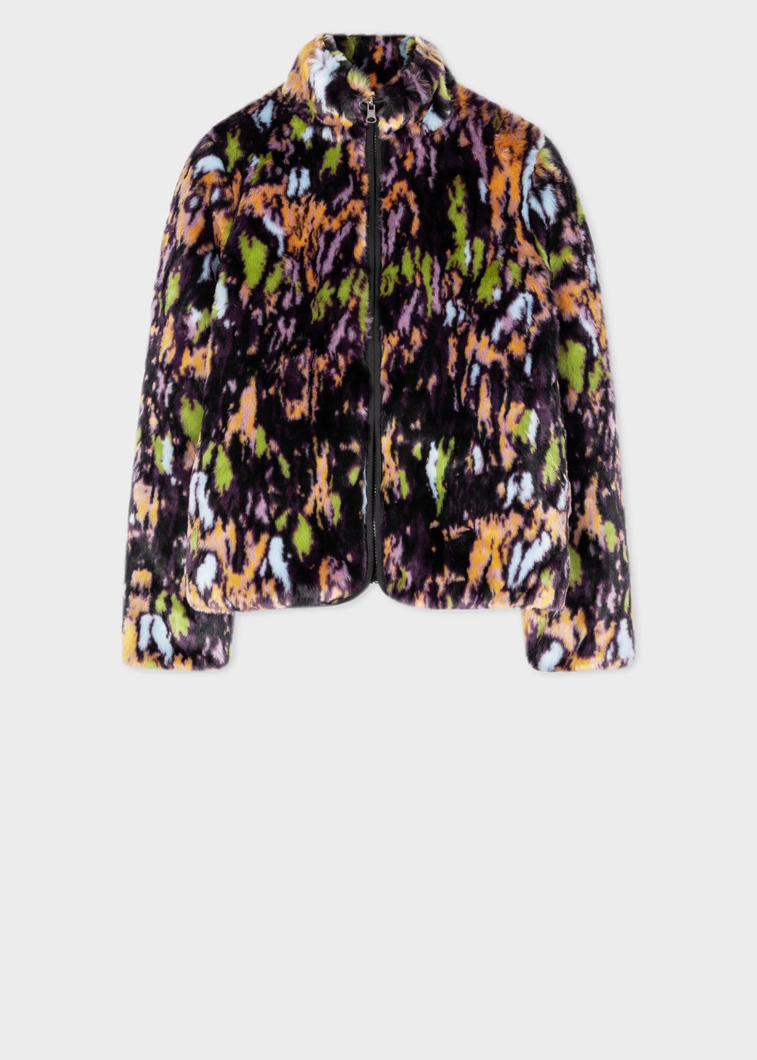 Black 'Bark' Reversible Faux Fur Coat - 1